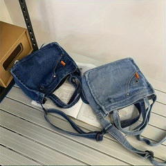 Portable Denim Square Bag for Traveling