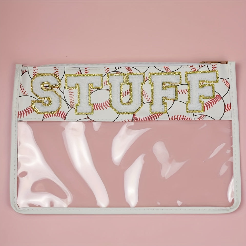 Clear Zipper Pouches Waterproof Toiletry Bag Baseball Softball Cosmetic Bag