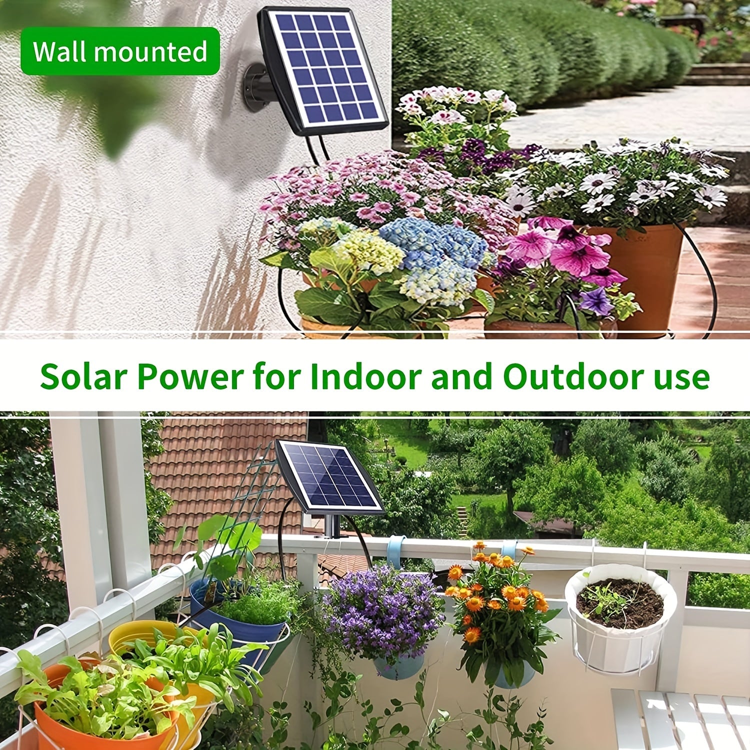 Solar Drip Irrigation Kit System w/ Timer Indoor/Outdoor