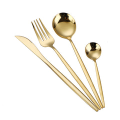 4Pcs Stainless Steel Steak Fork & Spoon Set