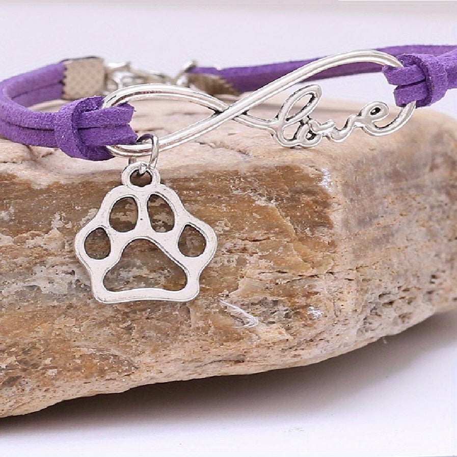 Pet Memorial Bracelet Number 8 Shape Dog Paw Charms