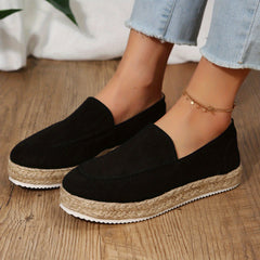 Women's Platform Espadrille Loafers Round Toe Slip-On Flats