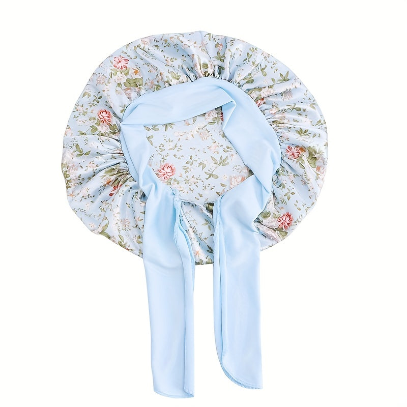 Kids Satin Sleep Bonnet Hat Bow Adjustable Night Sleep Cap