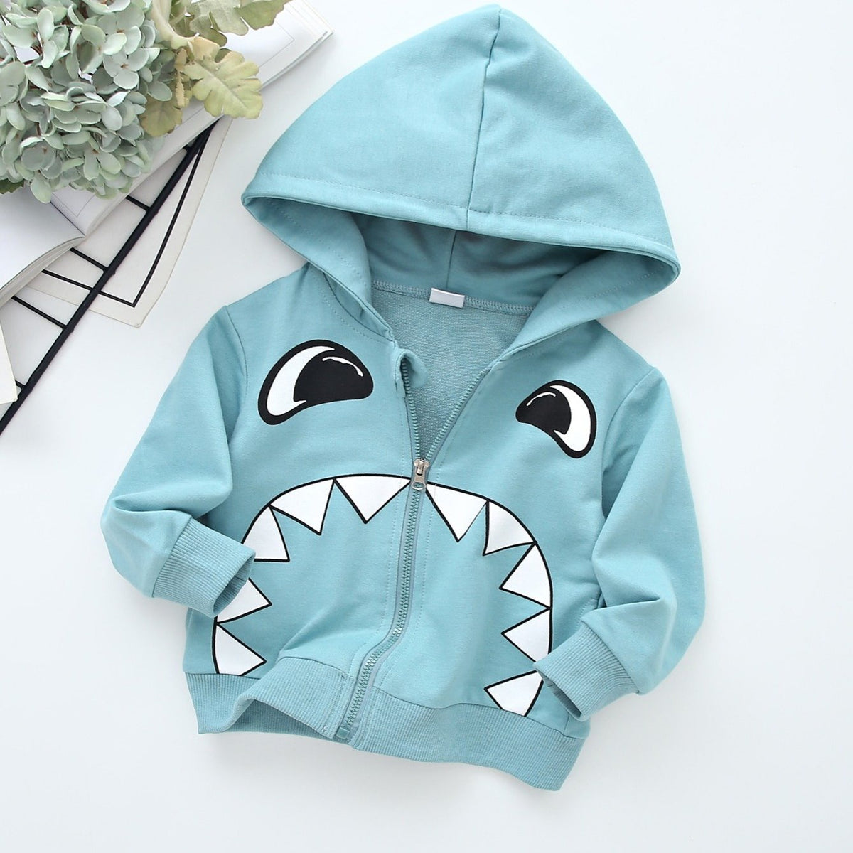 Kids Cartoon Print Zipper Hoodie