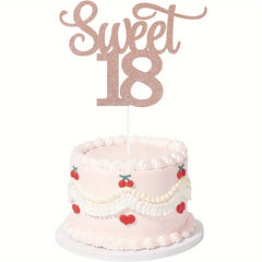 1pc Rose Golden Glitter Happy Sweet Cake Topper