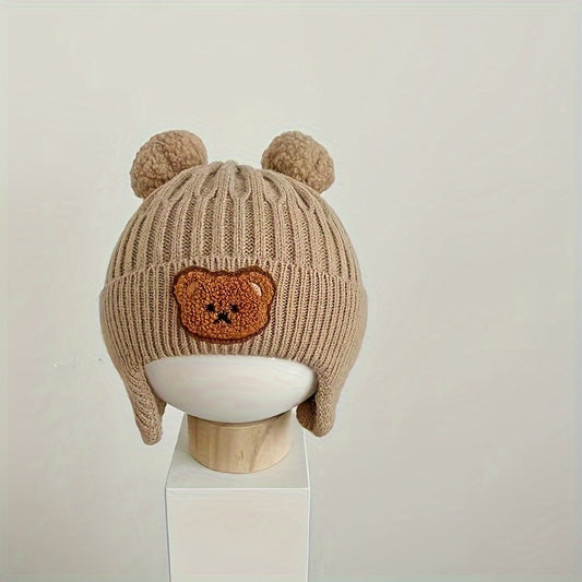 Winter Baby Beanie Cartoon Bear Ear Protection Knitted Hat