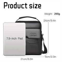 Stylish Retro PU Leather Mens Shoulder Messenger Bag Vertical Handbag