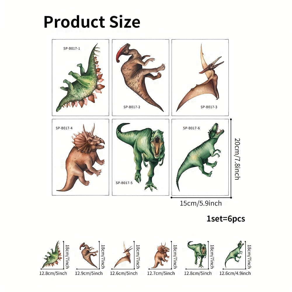 6Pcs Cartoon Dinosaur Bathtub Stickers Waterproof Frosted Stickers