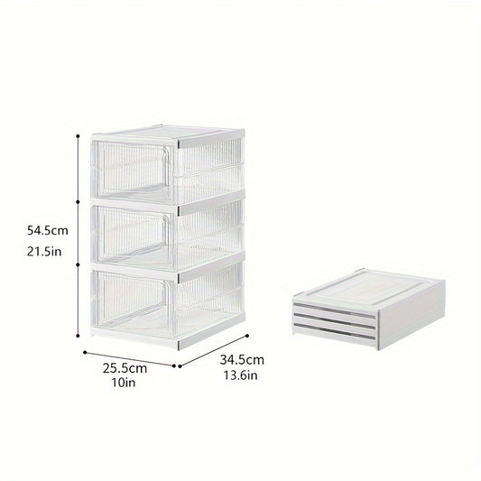 1pc Integrated Plastic Shoes Box Dustproof Folding Shoes Cabinet Shoe Storage