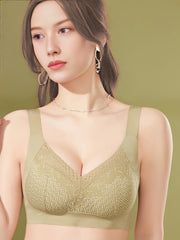 Lace Stitching Full Coverage Bra Seamless High Stretch Bra Women's Lingerie