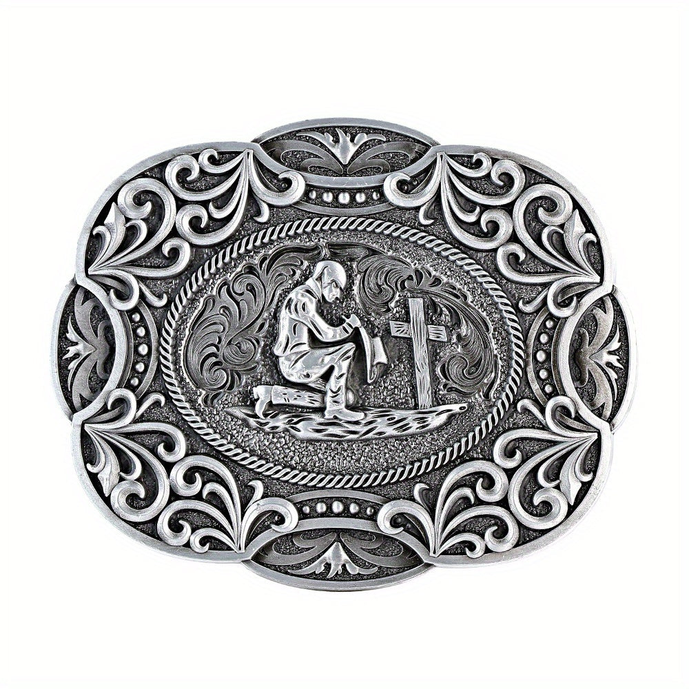 Cowboy Belt Buckle Prayer Pattern Man Belt Buckle