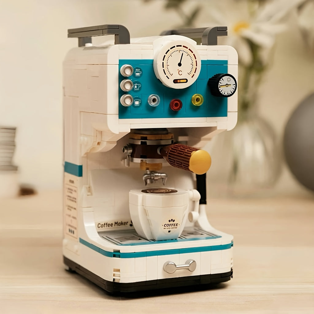 1000 pcs Coffee Machine Building Blocks Wooden Construction Kit