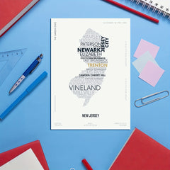 Jersey State Letter Map Sticker Modern Typography Art