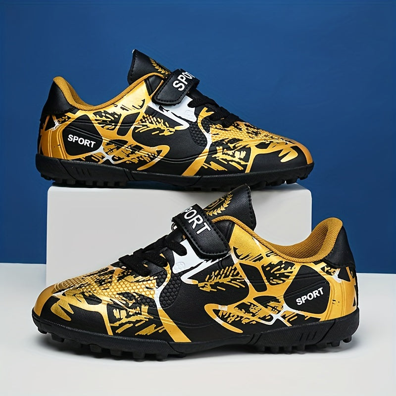 Boy's TF Football Boots Hook Loop Fastener Anti-skid Soccer Shoes