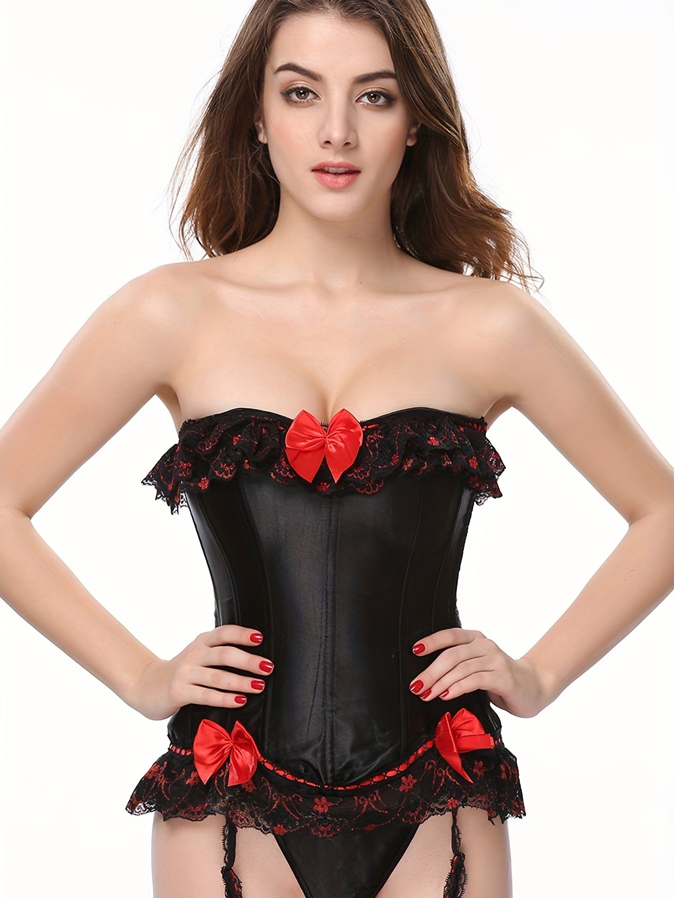 Strapless Corset Bustier Body Shaper Lace Up Slimmer Lingerie