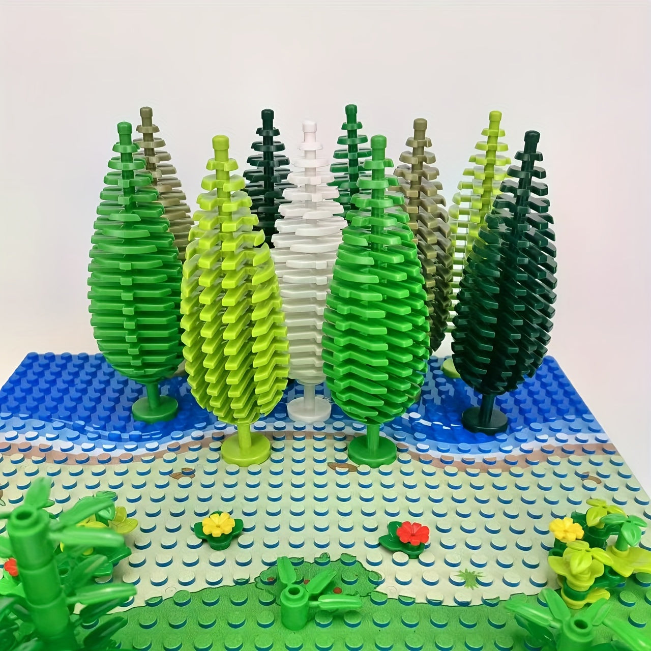 2 PCS Street Scene City Greenery Forest MOC Pine Spruce Fir Tree Models