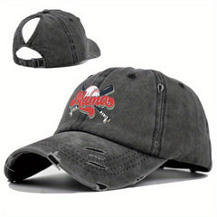 MAMA Ponytail Ripped Baseball Cap Washed Distressed Dad Hat