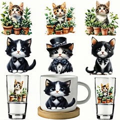20pcs Mug Decoration Stickers Flower Cat Theme for Mugs Coffee Cups DIY