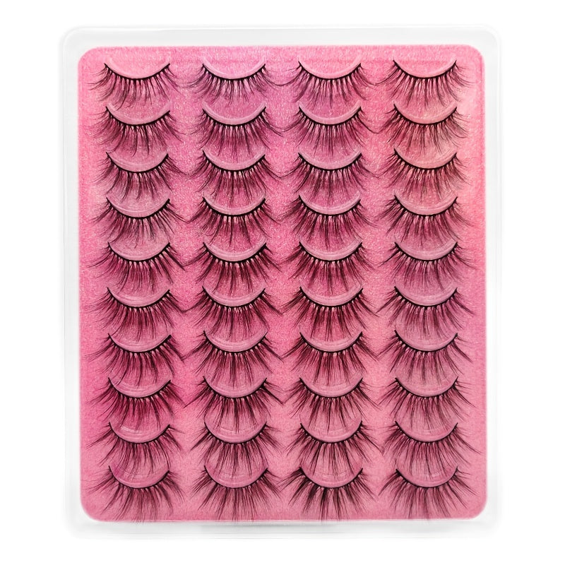 20 Pairs Faux Mink Eyelashes Kit with Adhesive Clips - Longer Fuller Lashes
