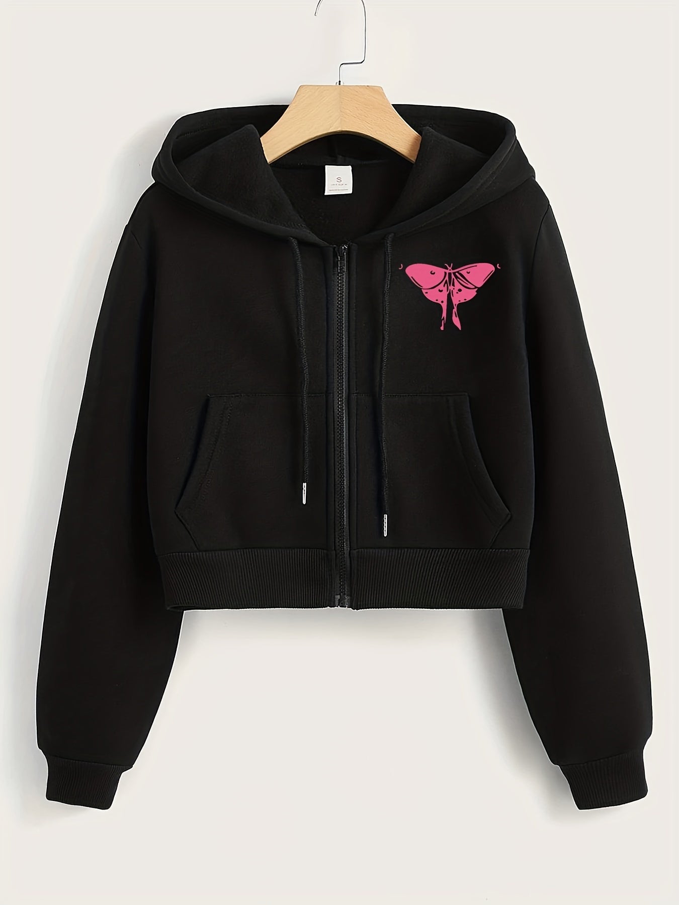 Women's Zip Up Crop Hoodie with Pocket
