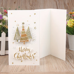 8pcs Merry Christmas Greeting Cards Envelopes Golden Stamping Applique DIY Xmas