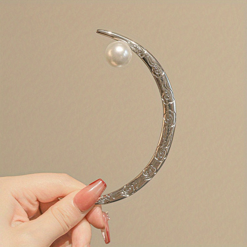 Moon Shape Faux Pearl Hairpin Vintage Hair Jewelry Accessory