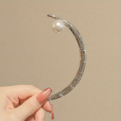 Moon Shape Faux Pearl Hairpin Vintage Hair Jewelry Accessory