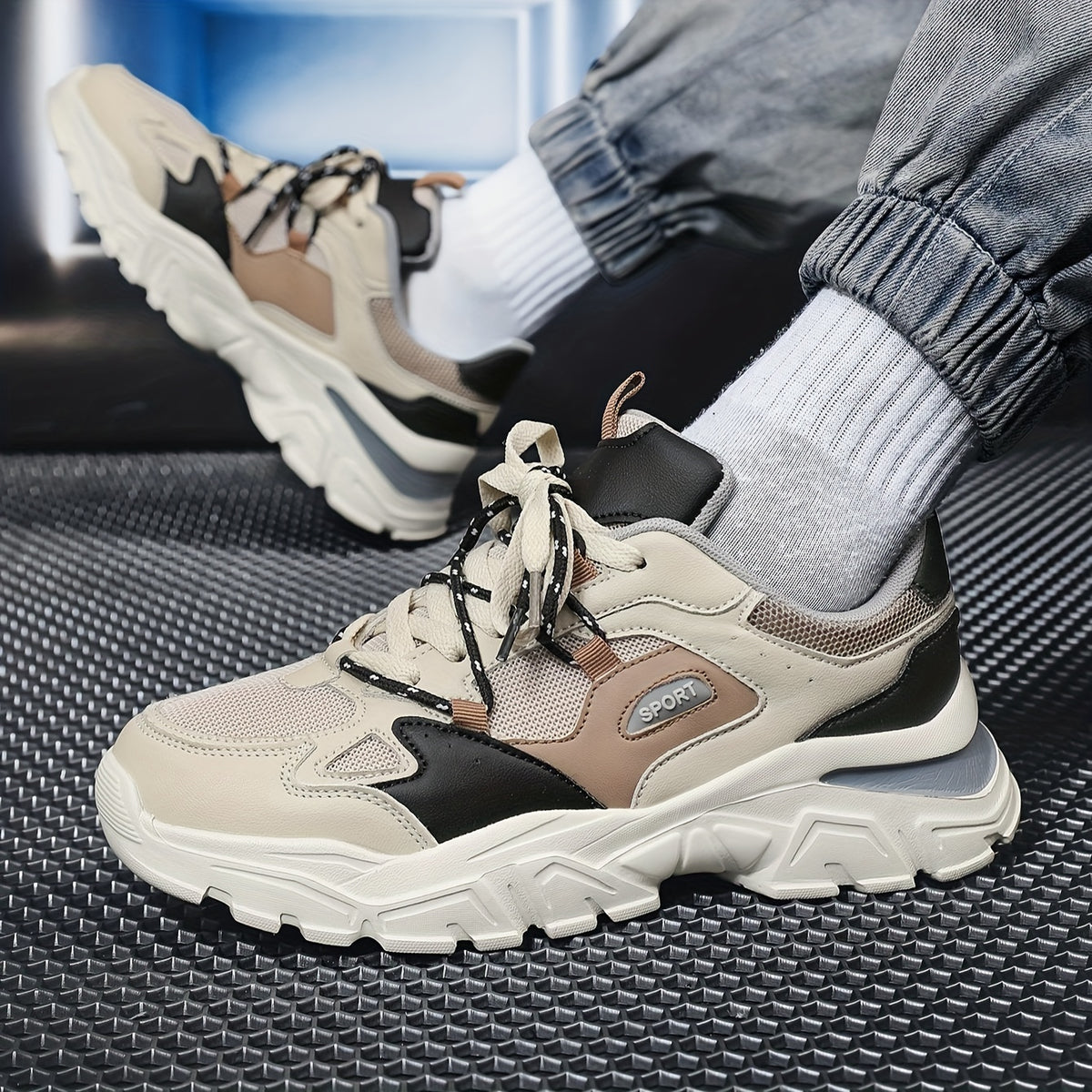 Men's Breathable Chunky Shoes Casual Lace Up Soft Sole Sneakers