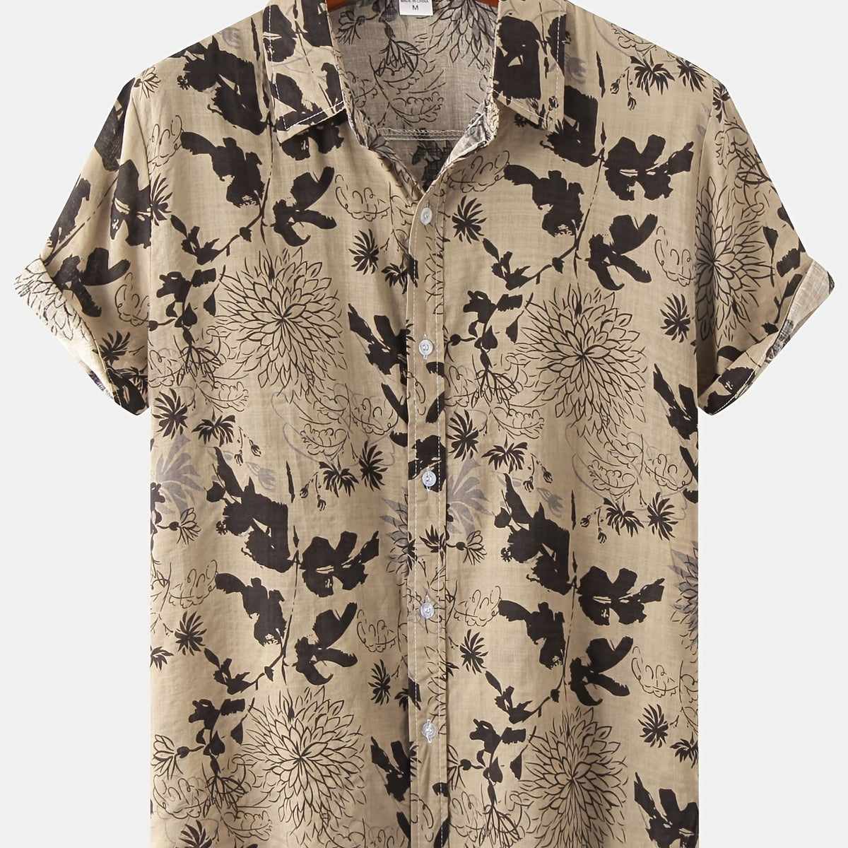 Men's Leaf & Flower Graphic Short Sleeve Shirt for Summer