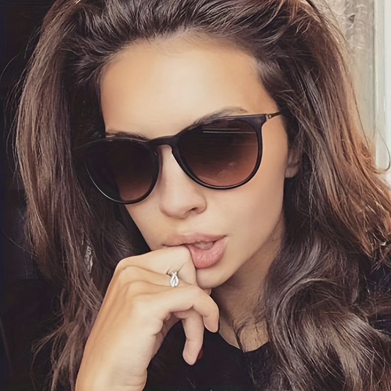 Round Frame Sunglasses For Women Men Minimalist Cat Eye Glasses