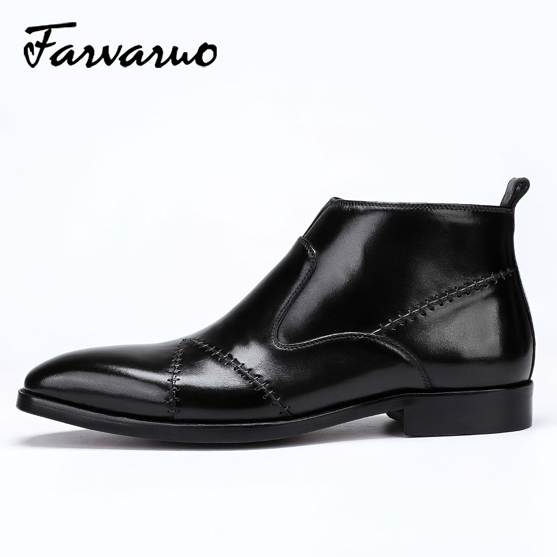FARWARWO Men's Leather Business Ankle Boots