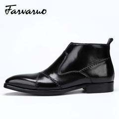 FARWARWO Men's Leather Business Ankle Boots