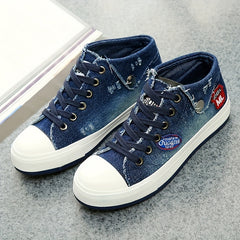 Women's Letter Decor Canvas Shoes Casual Lace Up Outdoor Sneakers