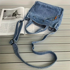 Portable Denim Square Bag for Traveling
