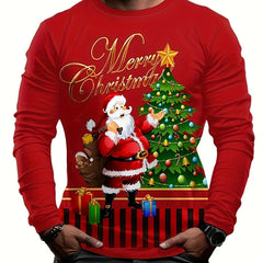 Christmas Santa Claus Print Men's Long Sleeve Tee