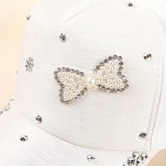 Rhinestone Bow Patch Baseball Cap Golf Sun Hat Adjustable Dad Hats For Women