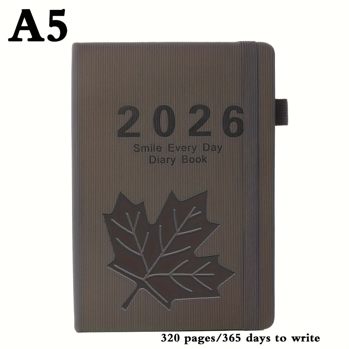 2026 Daily Planner 320 Page 365 Calendar Leaf Pattern Metal Ring Binding 4 Color