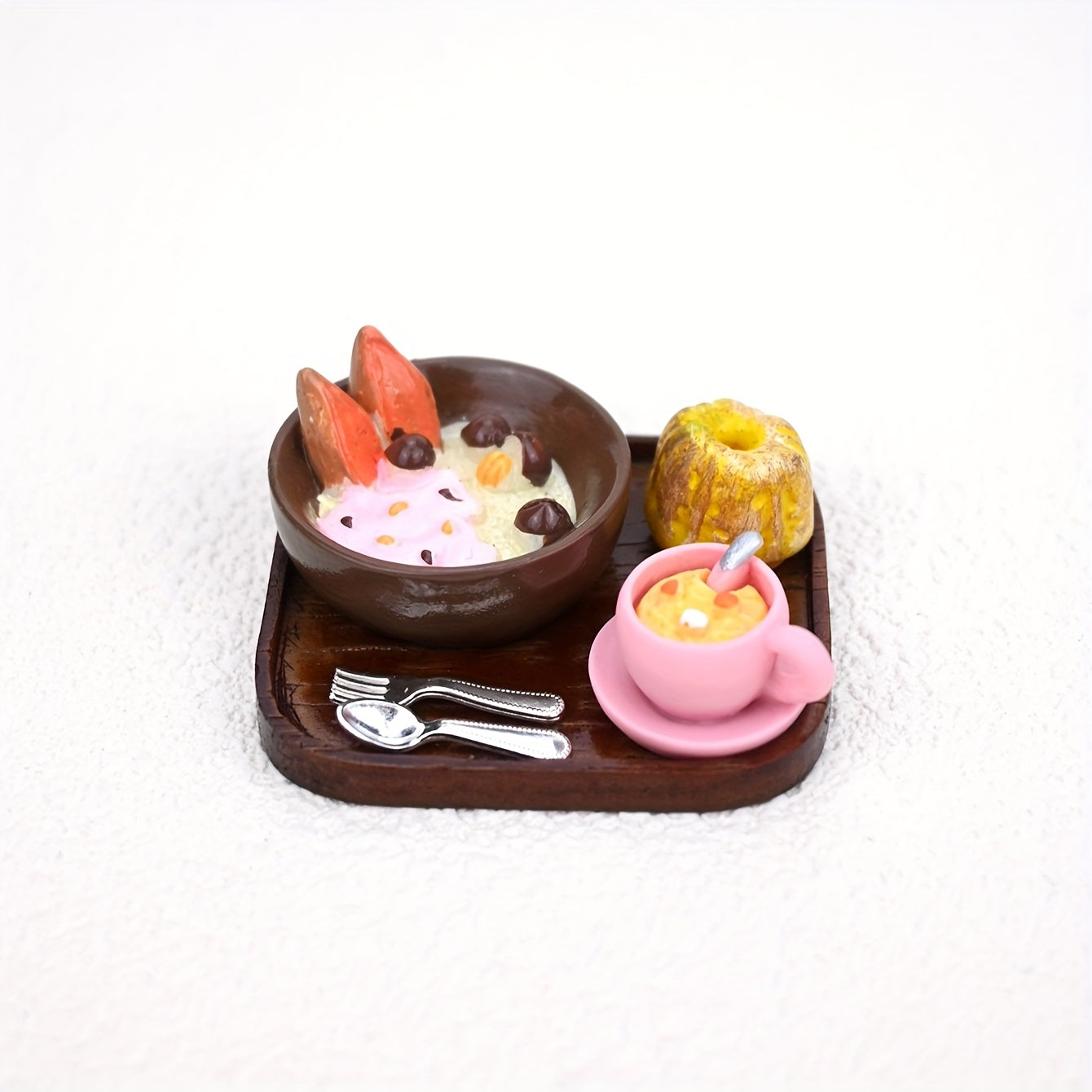 Tea Set with Desserts and Drinks Dollhouse Accessories