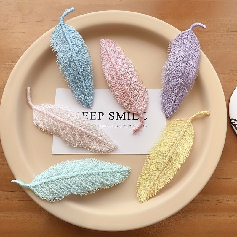 Macaroon Leaf Shaped Hair Clip Embroidered Leaves Decor Hair Clip