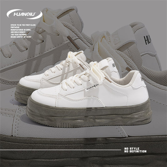 HUANQIU Women's Lace up Comfy Non slip Skate Shoes Lightweight Flatform Shoes