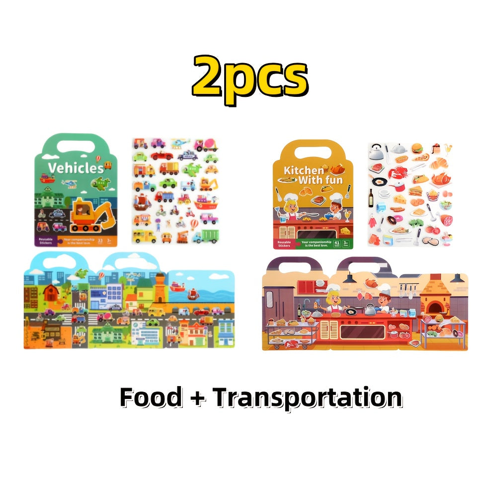 Reusable Fluffy Sticker Book Set for Ages 3-5