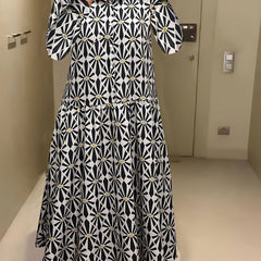  Geo Print Button Up Maxi Shirt Dress