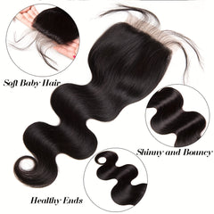4x4 Lace Closure Body Wave Human Hair Extensions with Baby Hair
