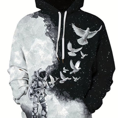 3D Graphic Print Hoodie Men's Casual Pullover Hoodie