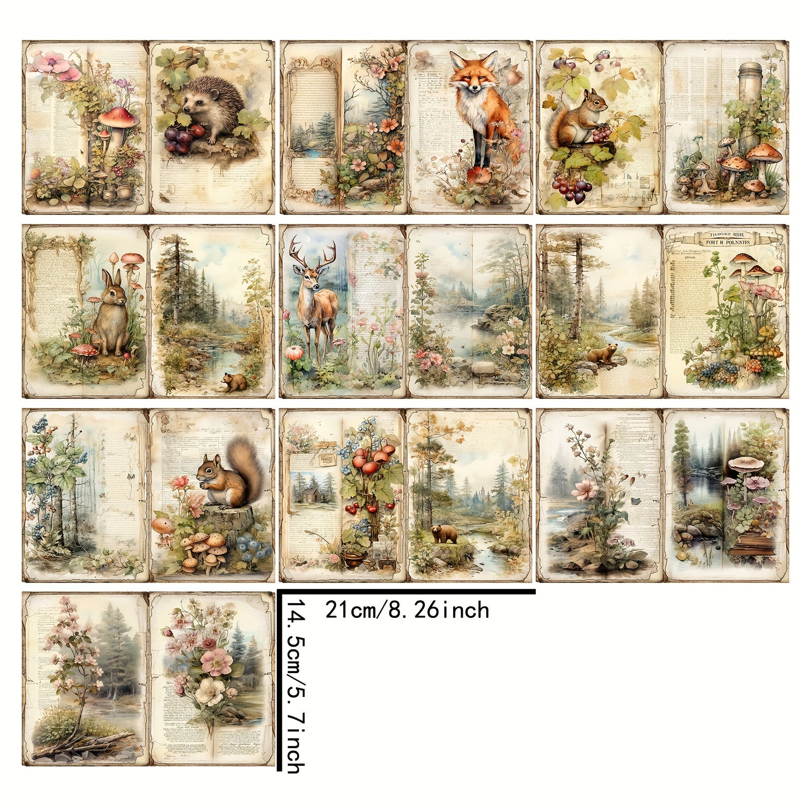 10 Sheets A5 Retro Forest Animal Decoration DIY Tools Stationery