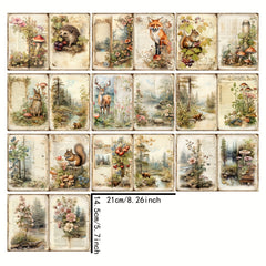 10 Sheets A5 Retro Forest Animal Decoration DIY Tools Stationery