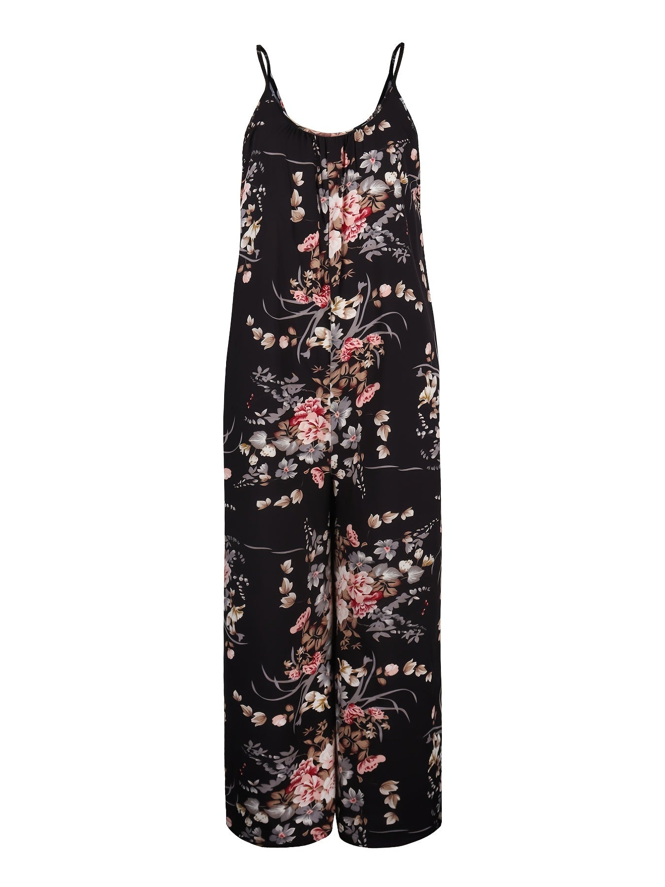 Boho Floral Print Spaghetti Jumpsuit