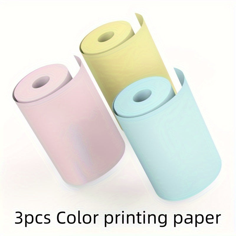 3pcs Mini Printer Paper Thermal Label Sticker Colorful Adhesive Paper 57mm 25mm