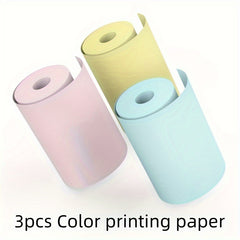 3pcs Mini Printer Paper Thermal Label Sticker Colorful Adhesive Paper 57mm 25mm