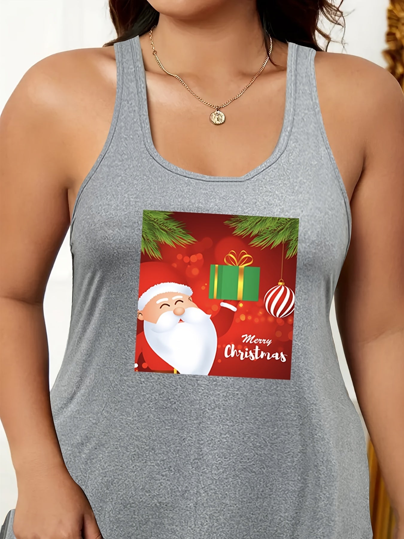  Christmas Nightdress Women's Santa Claus Print Round Neck Sleep Dress